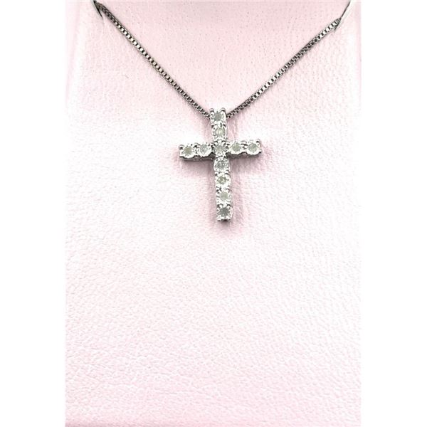 Sterling Silver Diamond (0.11ct) Cross Pendant With Sterling Silver Chain, W/A $825.00. Diamond is t
