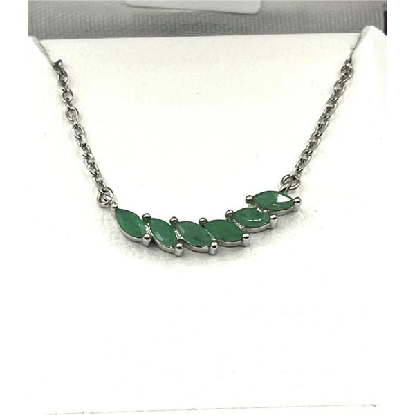 Sterling Silver Natural Emerald (0.60ct) Necklace, W/A $500.00. Emerald is the birthstone for May.