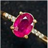 Image 2 : 10K Yellow Gold 2G Ruby 1.3Ct Diamond 0.05Ct Ring (~Size 6.5)(Ring is resizable for $40), Made in Ca
