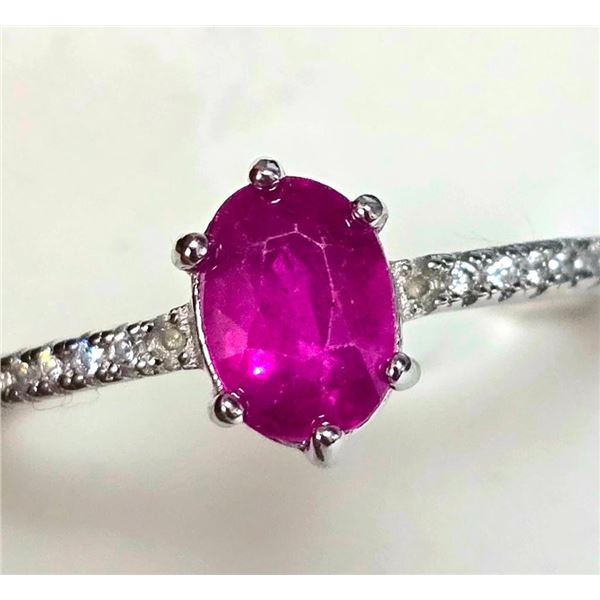 Silver Ruby And Cz Ring, Suggested Retail Value $160