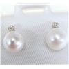 Image 1 : 14K Yellow Gold Pearl And Diamond Earrings, Made in Canada, Suggested Retail Value $240