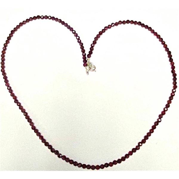Silver Garnet Facted Beads 16" 35Ct Necklace, Suggested Retail Value $160