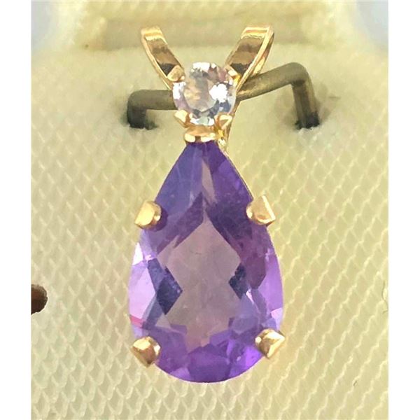 10K Yellow Gold Amethyst And Moonstone (0.7ct) Pendant, Made in Canada, Suggested Retail Value $240