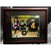 Image 1 : BOBBY ORR #4 - COLLECTOR FRAMED PICTURE WITH AUTHENTIC GAME USED STICK PIECE: issued by: GREATS OF T