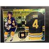 Image 2 : BOBBY ORR #4 - COLLECTOR FRAMED PICTURE WITH AUTHENTIC GAME USED STICK PIECE: issued by: GREATS OF T