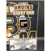 Image 3 : BOBBY ORR BRUINS #4 - COLLECTOR FRAMED PICTURE WITH AUTHENTIC BOSTON GARDENS SEAT PIECE: issued by: 