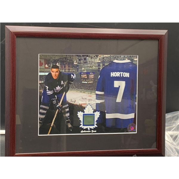 TIM HORTON #7 - COLLECTOR FRAMED PICTURE WITH AUTHENTIC MAPLE LEAF GARDENS SEAT PIECE: issued by: GR