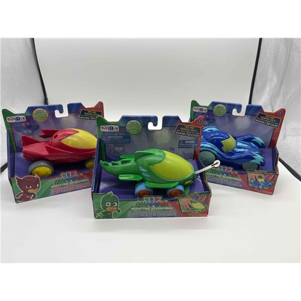 PJ Masks Night Time Adventures Rev-N-Rumble Owl Glider & Gekko-Mobile & Cat-Car