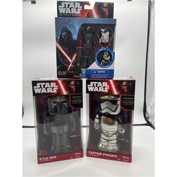 Star Wars Disney Lot of 3 Action Figures. Kylo Ren  /  Kylo Ren Tin Wind up / Captain Phasma Tin Win