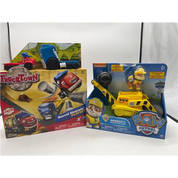 TruckTown Barrel Slammin' Playset AND Paw Patrol Rubble's Steam Roller
