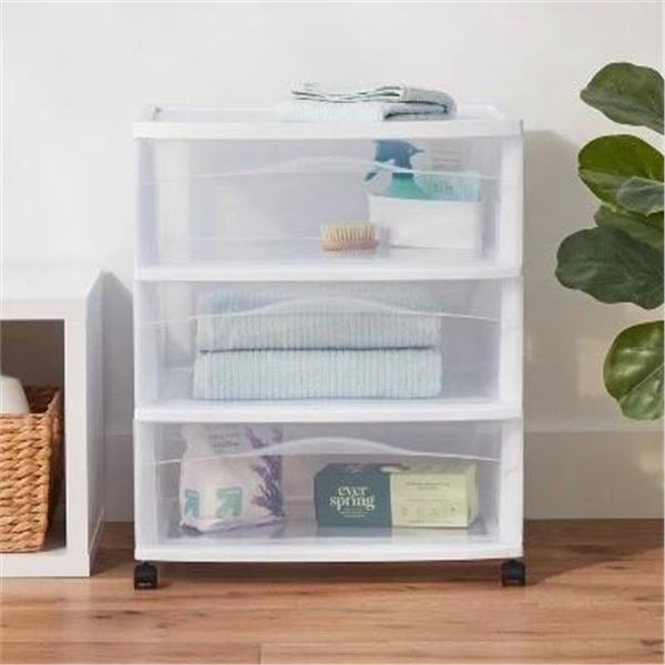 3 Drawer Wide Cart White – Brightroom
