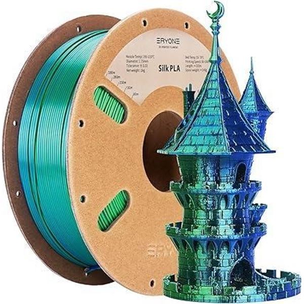 ERYONE Silk Dual Color PLA Filament 3D Printer 1.75mm +/- 0.03mm, Bicolor Filament Two Tone PLA 1KG 