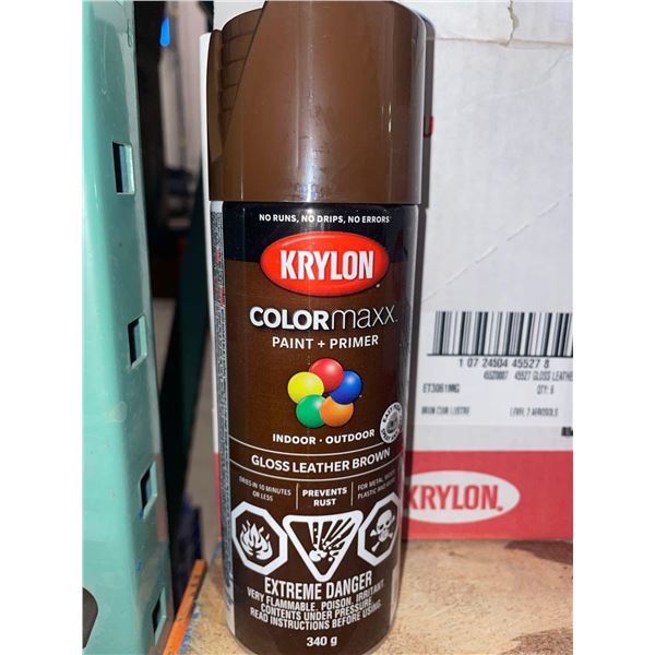 Krylon Colormaxx Paint + Primer Gloss Leather Brown 6 x 340g