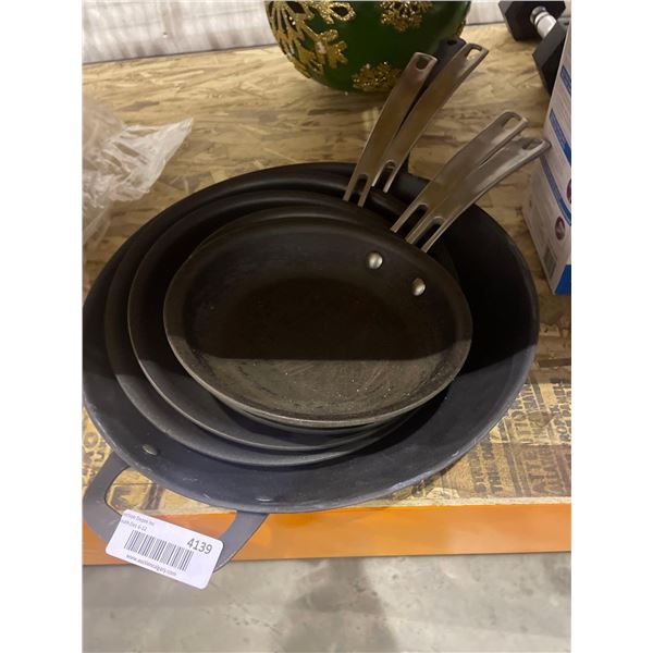 Lot of 5 Pans - 1 Wok and 4 Multi Size Frying Pans