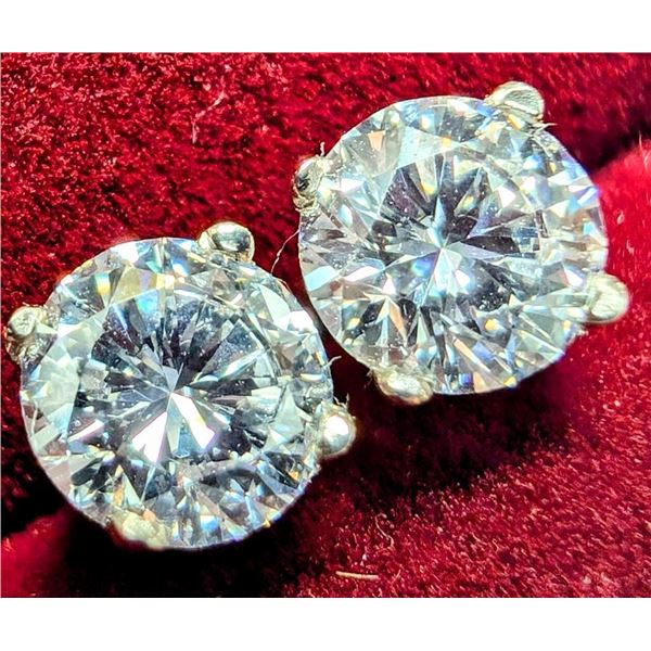 14K White Gold Lab Diamond 1.04Ct Earrings, Made in Canada, Appraised Retail $2250