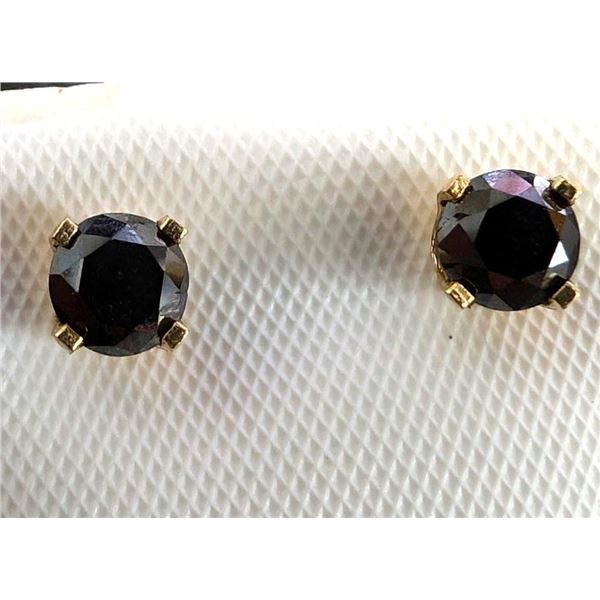 14K Yellow Gold Black Diamond 0.64Ct Earrings, Made in Canada, Appraised Retail $1000