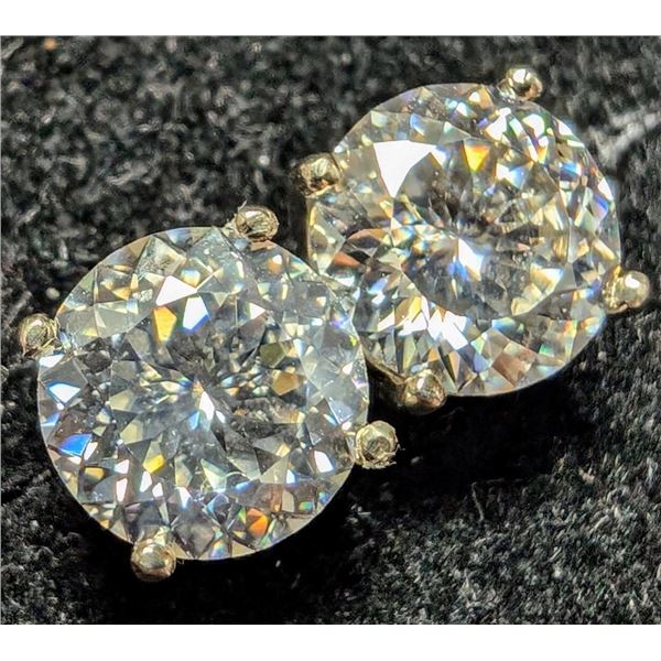 14K White Gold Moissanite 2.4Ct Laser Cut Earrings, Made in Canada, Appraised Retail $2000