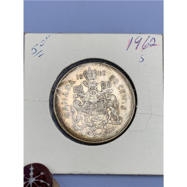 Vintage Canada 1962 Silver Half Dollar