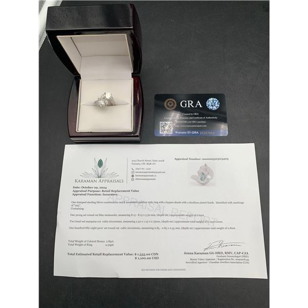 2.00 CT GRA CERTIFIED ROUND BRILLIANT CUT MOISSANITE STONE VVS LIGHT BLUE COLOR WITH 158 ROUND CUT C