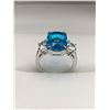 Image 1 : Ladies Cushion Cut 2.20 Carat Blue Ice Topaz Dress ring with side stones NEW size 7