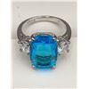 Image 3 : Ladies Cushion Cut 2.20 Carat Blue Ice Topaz Dress ring with side stones NEW size 7