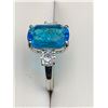 Image 4 : Ladies Cushion Cut 2.20 Carat Blue Ice Topaz Dress ring with side stones NEW size 7