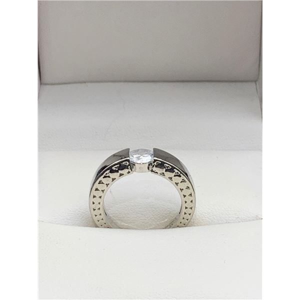 V.Wang Styled Suspended Solitaire .80 Carat Wedding Ring NEW Size 7