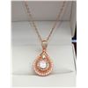 Image 1 : Rose Tear Dop 1.0 Carat Brilliant Cut Solitaire Pendant & Chain SGift et NEW