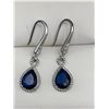 Image 1 : Blue Sapphire Tear Drop Cut Ladies .925 Silver Earring Set
