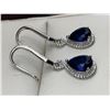 Image 3 : Blue Sapphire Tear Drop Cut Ladies .925 Silver Earring Set