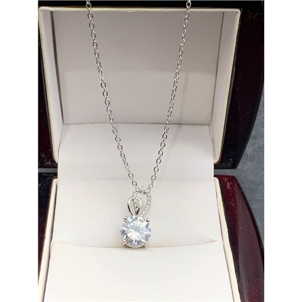 Brilliant Cut Round 1.1 Carat Solitaire Suspended Pendant and Chain Gift Set NEW