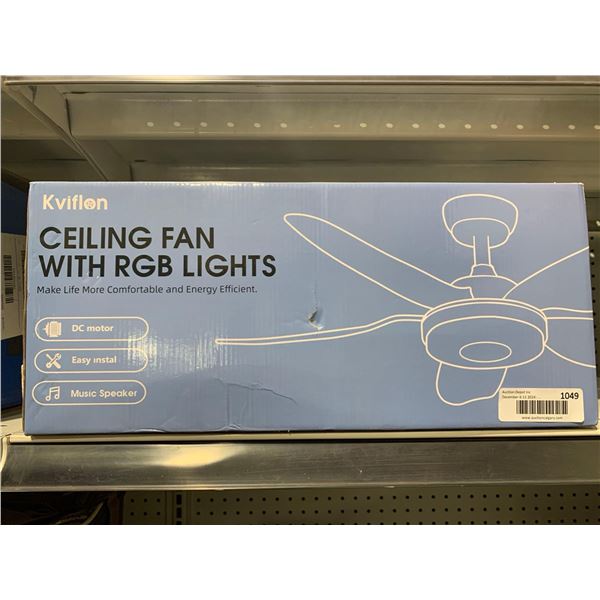 Kviflon 46in Ceiling Fan with RGB Lights, Music Speaker, Easy Instal