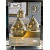 Image 1 : LED Glass Raindrops Smoky Gray Finish, Set of 3
