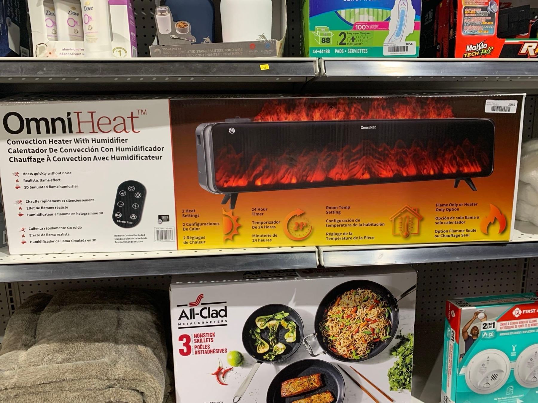 Omni Heat Convection Heater with Humidifier, 3D Simulated Flame Humidifier