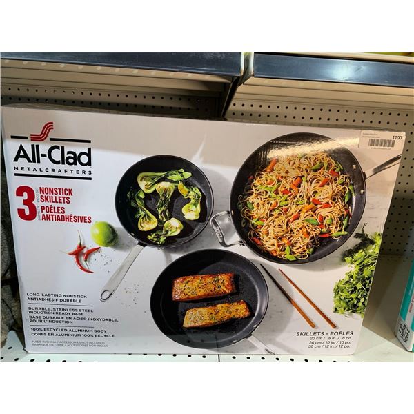 All-Clad Metal Crafters 3 Nonstick Skillets, 8in, 10in and 12in