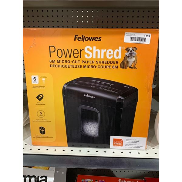 Fellowes PowerShred 6M Micro-Cut Paper Shredder (shreds up to 6 sheets)