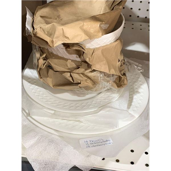 Vegan Bone China by Mikasa-Patterson Collection (4 bowls, 3 Salad Plates, 4 dinner plates)