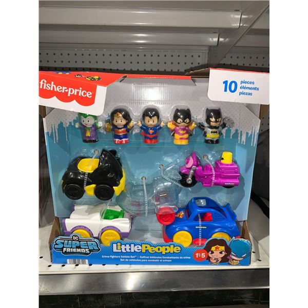 Fisher-Price Super Friends Little People Crime-Fighters Vehicle Set-10pcs