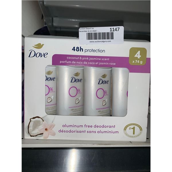 Dove Aluminum Free Deodorant (4 x 75g) Coconut & Pink Jasmine Scent