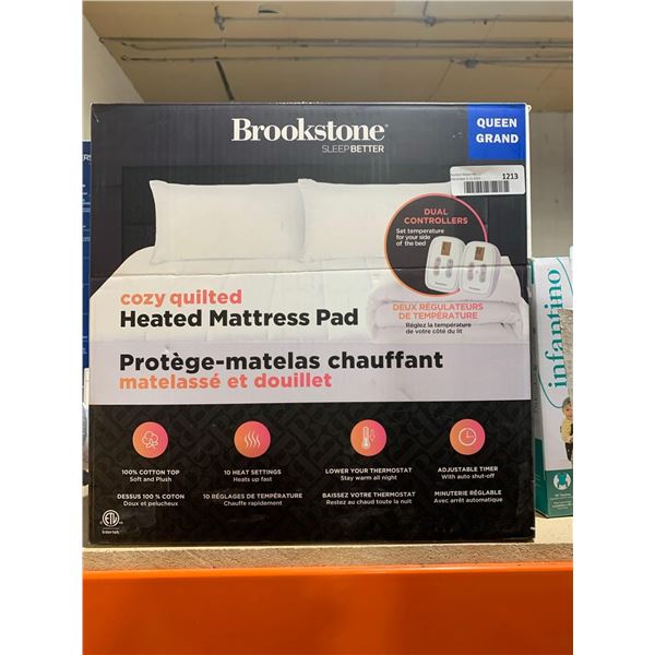 Brookstone Cozy Quilted Heated Mattress Pad-Queen