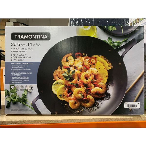 Tramontina 14in Carbon Steel Wok, Pre-Seasoned