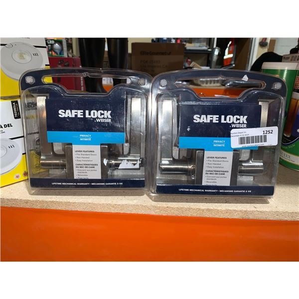 Weiser Safe Lock Privacy Door Handle Silver Lot of 2