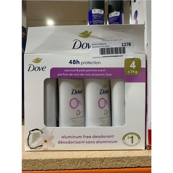 Dove Aluminum Free Deodorant Coconut & Pink Jasmine Scent 4x74g