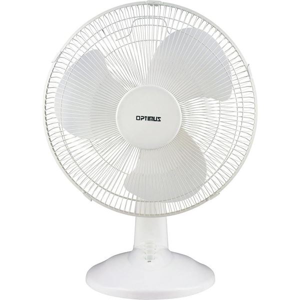 Optimus F-1230 12-Inch Oscillating 3-Speed Table Fan, White