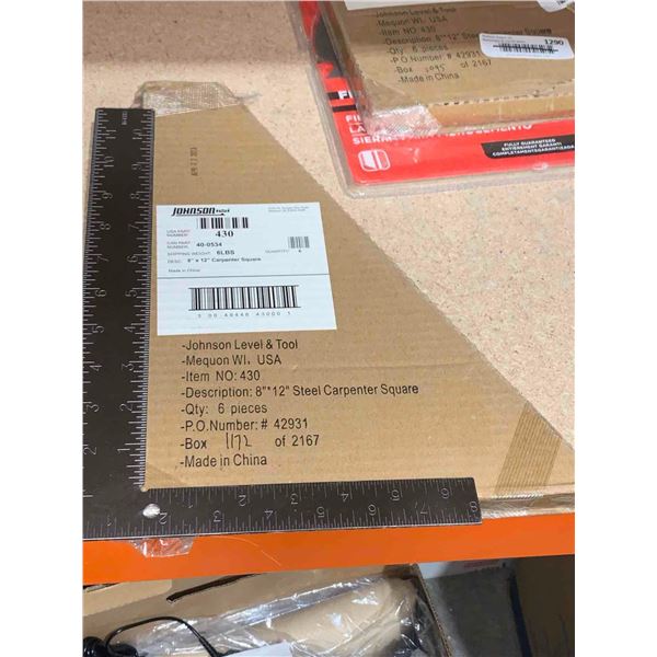 Johnson 8" x 12" Steel Carpenter Square Lot of 6