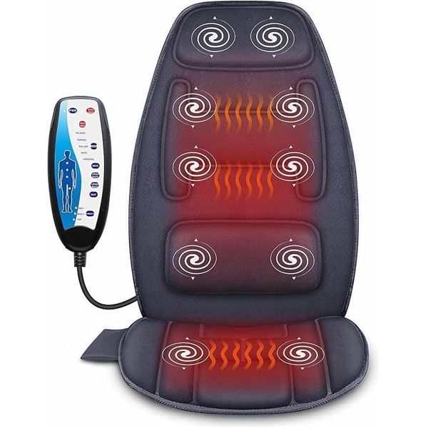 Snailax Massage Seat Cushion, Back Massage Chair Pad with Heat, Full Back and Thighs Massage with 10