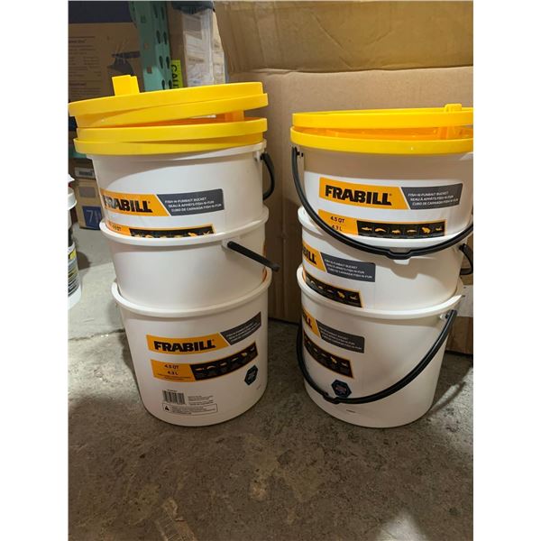 Frabill 4.3 L Fish-N-Bait Bucket Lot of 7 Pails And 6 Lids