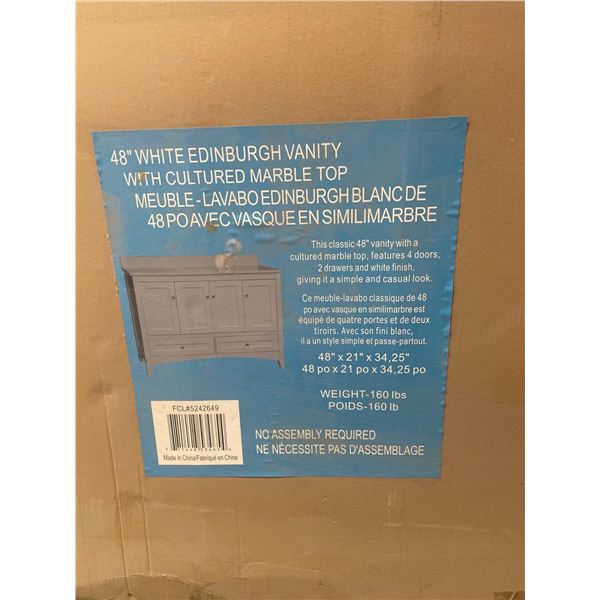 48 inch White Edinburgh Vanity **damage in photo**