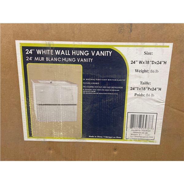 24 inch White Wall Hung Vanity **base only**