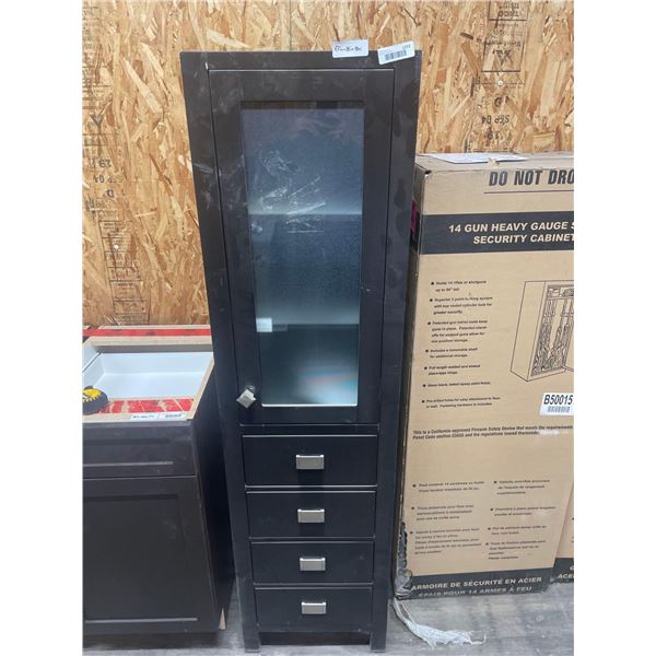 67 inch Tall Dark Espresso Cabinet with Soft Close Door and Drawers